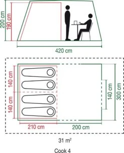 Coleman Cook 4 Tunneltent - Familietent - 4-Persoons - Groen 12 Coleman Cook 4 Tunneltent - Familietent - 4-Persoons - Groen -Winkel Voor Kampeerartikelen 971x1200