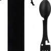 Luverno® - Spork - Incl. Bescherm Hoes - RVS - Bestek To Go - Reisbestek - Keukengadget - 5 In 1 Camping Bestek - Zwart
